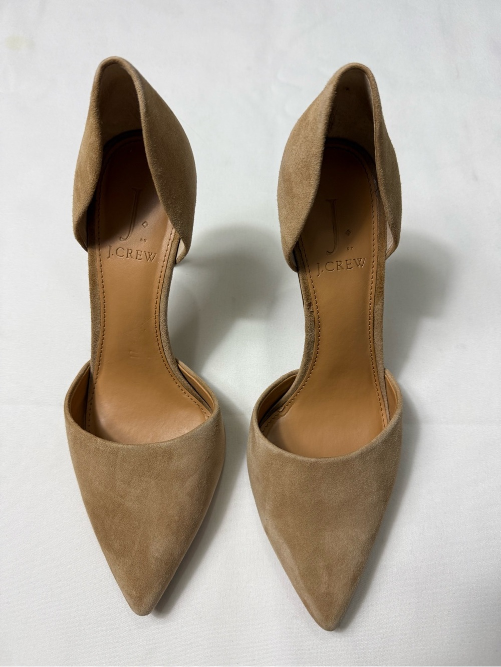 J. Crew Tan Suede Pointed D'Orsay Pumps